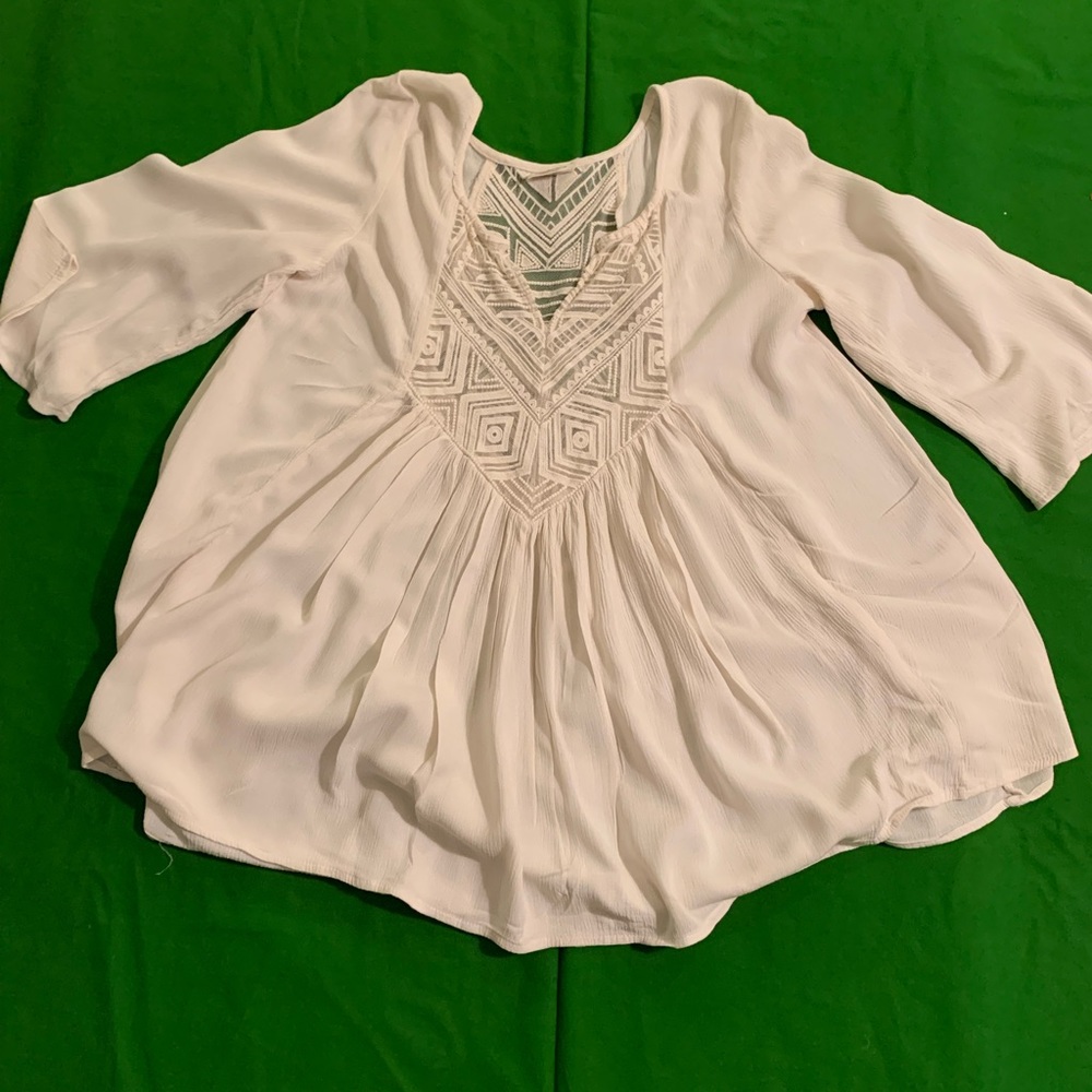 Merona Supply guaze-like top off white gently loved